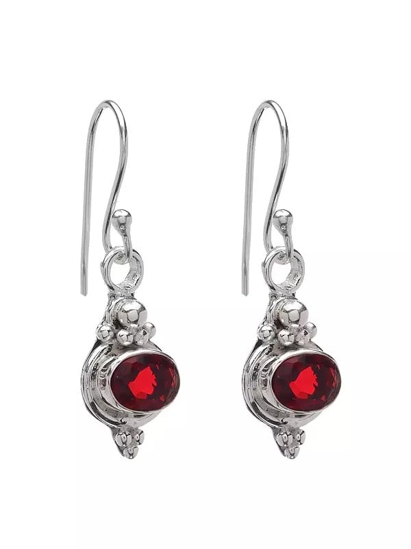 Exotic India Faceted Garnet Hook Earrings 