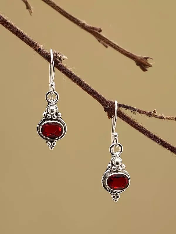 exotic india Faceted Garnet Hook Earrings 