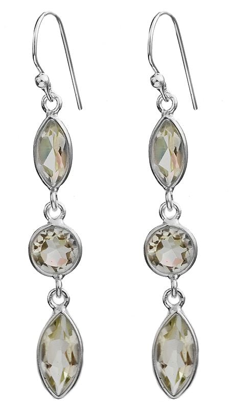 exotic india Faceted Green Amethyst Earrings