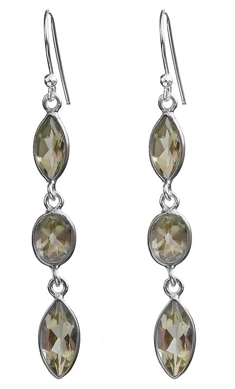 exotic india Faceted Green Amethyst Earrings