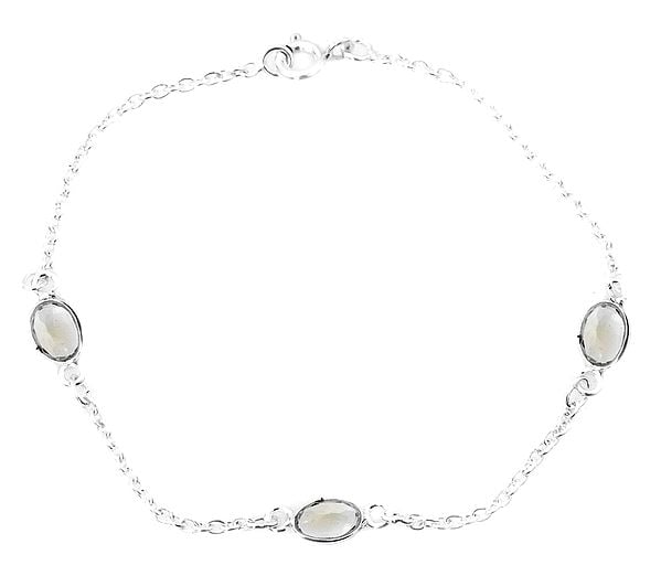 exotic india Faceted Green Amethyst Oval Bracelet 