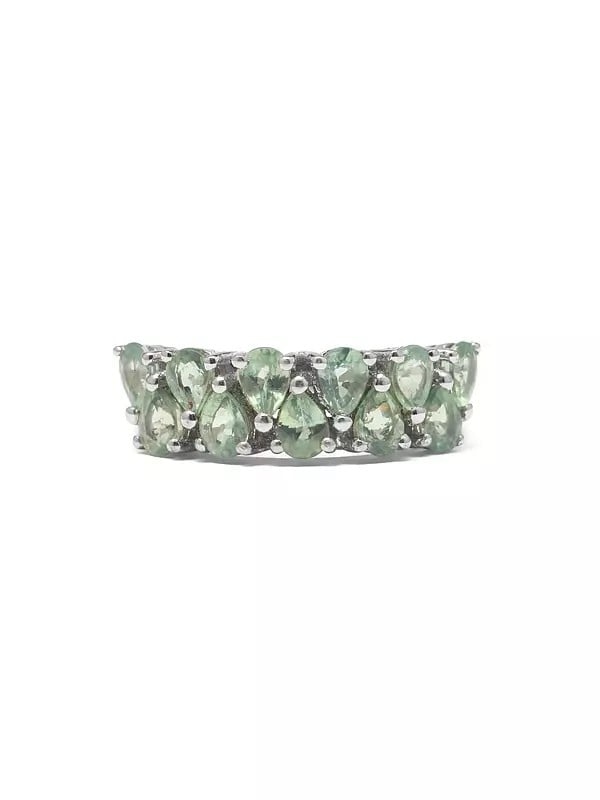 Exotic India Faceted Green Sapphire Ring 