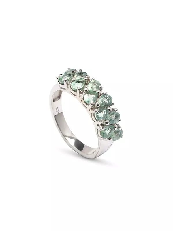 exotic india Faceted Green Sapphire Ring 