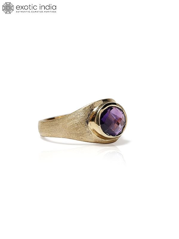 Exotic India Faceted Oval Cut Amethyst Ring 