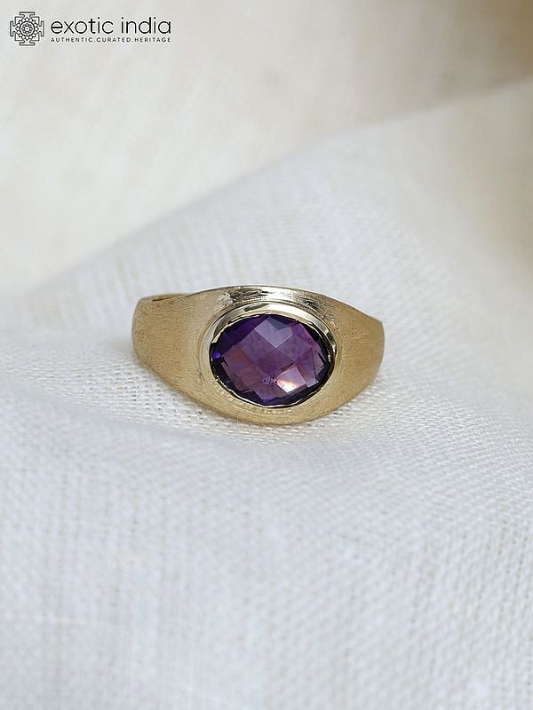 Exotic India Faceted Oval Cut Amethyst Ring 