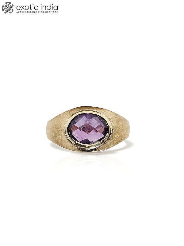 exotic india Faceted Oval Cut Amethyst Ring 