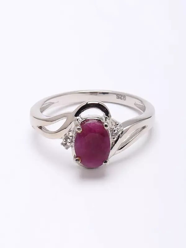 Exotic India Faceted Oval Shaped Ruby Ring 