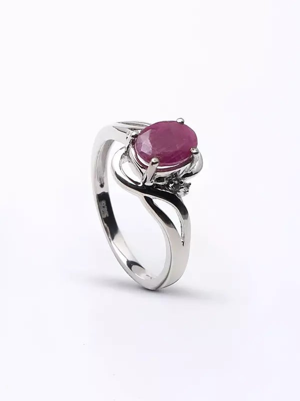 Exotic India Faceted Oval Shaped Ruby Ring 