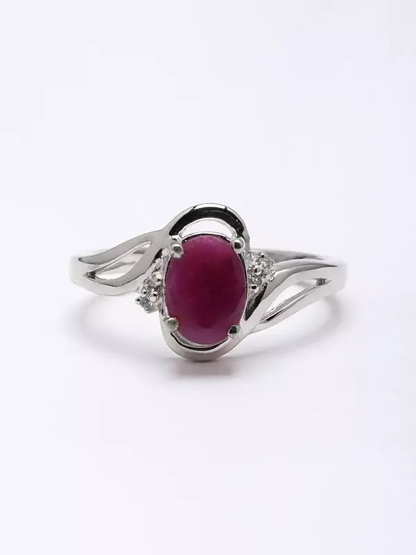 exotic india Faceted Oval Shaped Ruby Ring 