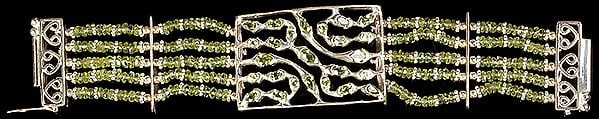 exotic india Faceted Peridot Four Layer Bracelet