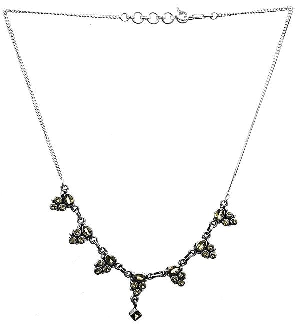 exotic india Faceted Peridot Necklace