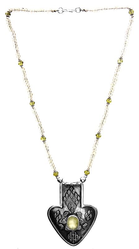 exotic india Faceted Peridot Necklace