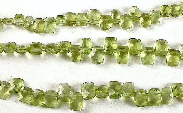 exotic india Faceted Peridot Side Drilled Cushions