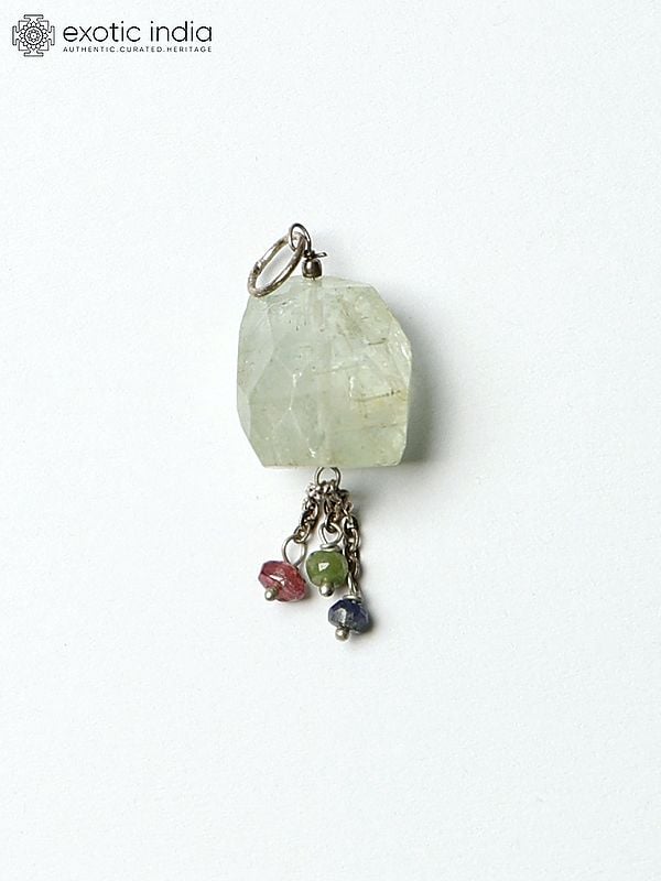 Exotic India Faceted Prasiolite Gemstone Pendant 