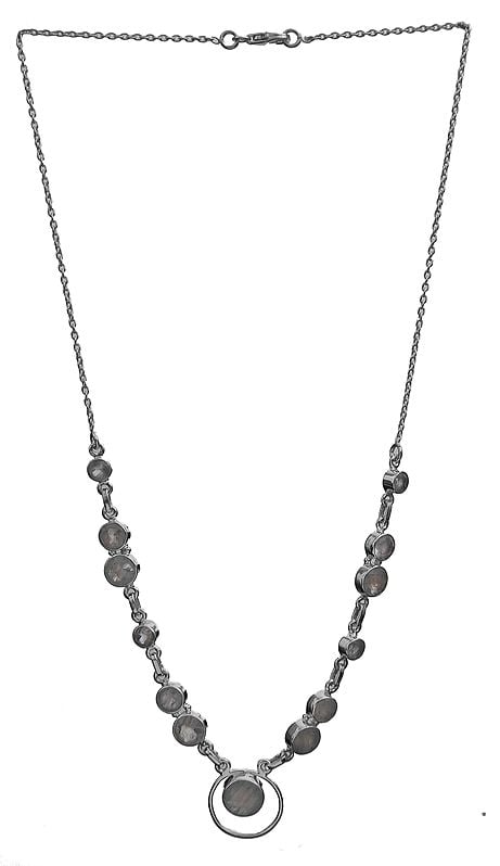 exotic india Faceted Rainbow Moonstone Necklace