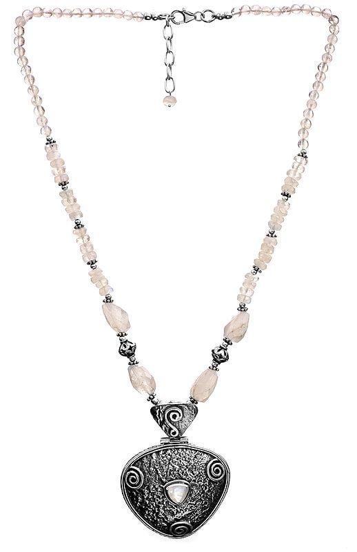 exotic india Faceted Rainbow Moonstone Necklace 