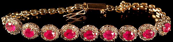 exotic india Faceted Ruby Bracelet with Diamonds 