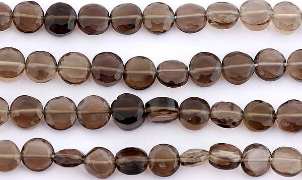 exotic india Faceted Smoky Quartz Coins 