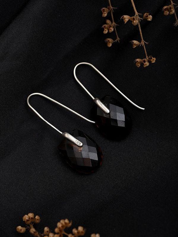 Exotic India Faceted Smoky Quartz Hook Earrings 