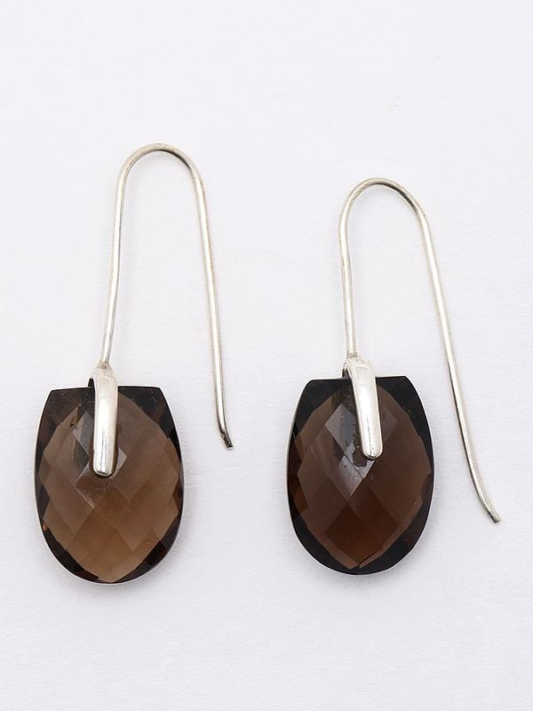 exotic india Faceted Smoky Quartz Hook Earrings