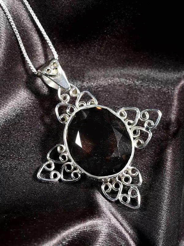 Exotic India Faceted Smoky Quartz Pendant