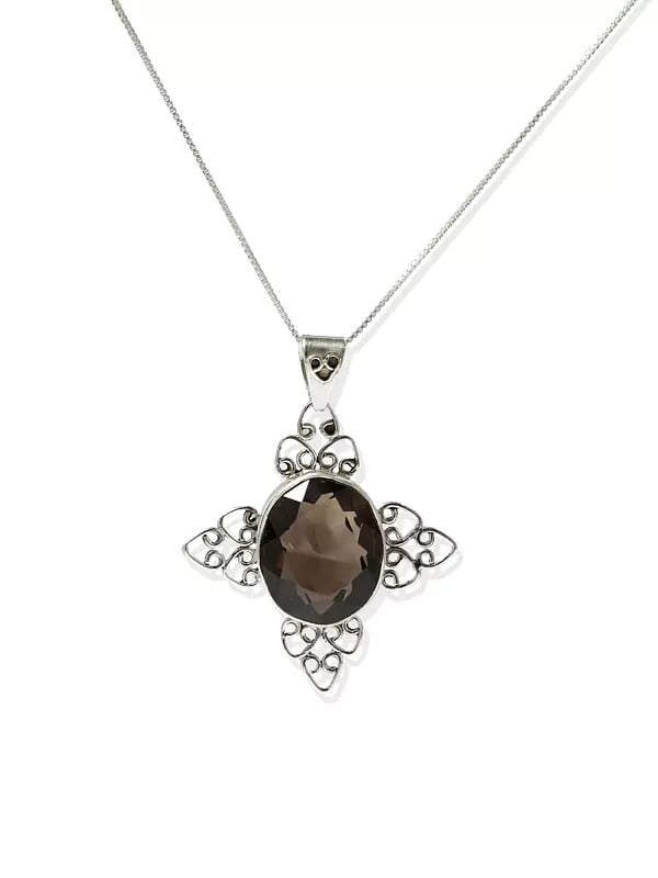 exotic india Faceted Smoky Quartz Pendant