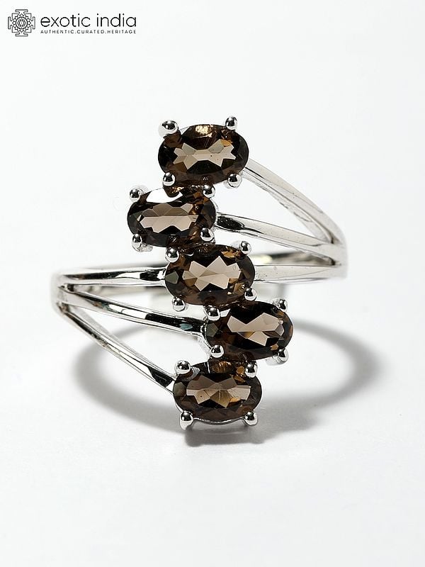 exotic india Faceted Smoky Quartz Ring