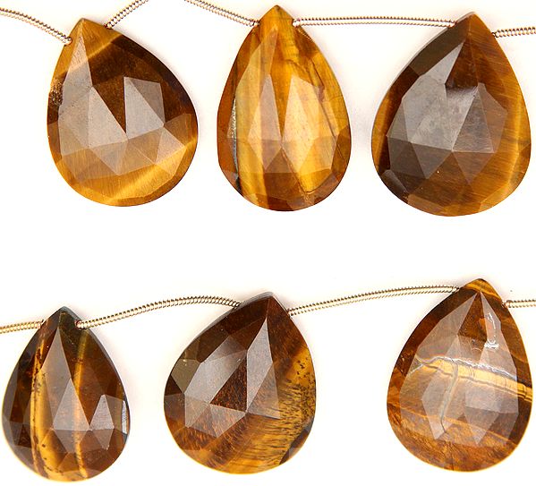 exotic india Faceted Tiger Eye Briolette 