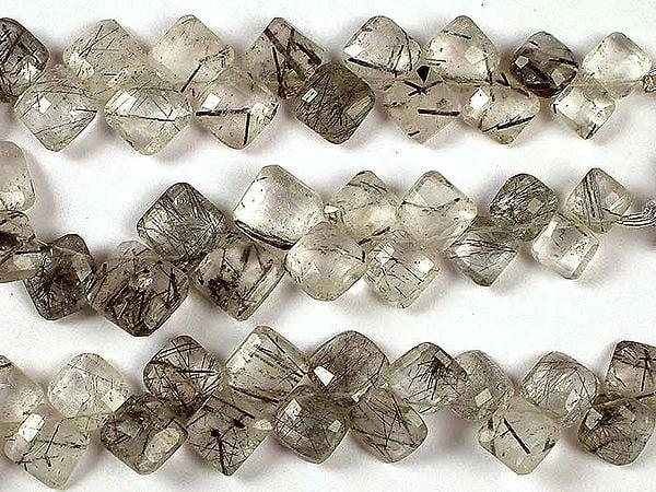 exotic india Faceted Tourmalinated Quartz Rhombus
