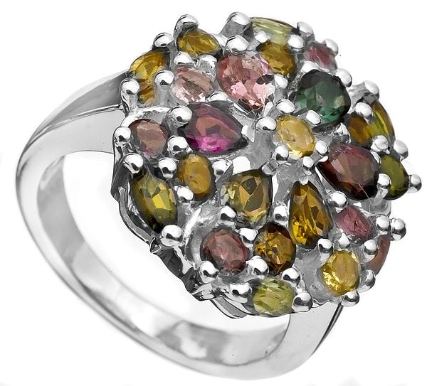 exotic india Faceted Tourmaline Ring 