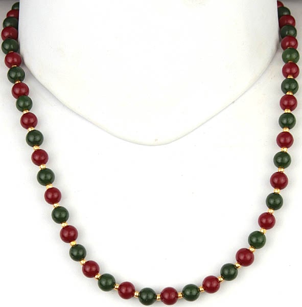 exotic india Faux Ruby and Emerald Chain