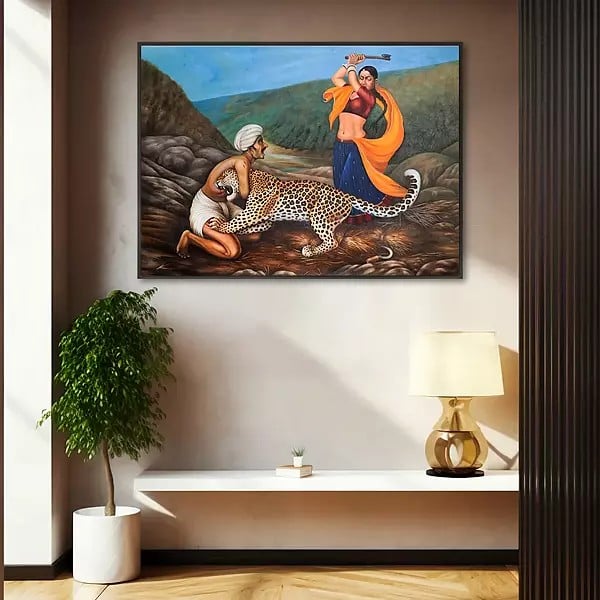 Exotic India Fear And Fight (Framed Painting)