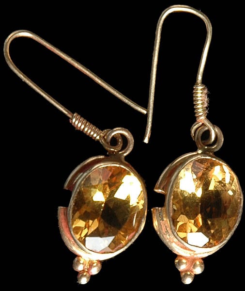 exotic india Fine Cut Citrine Earrings 