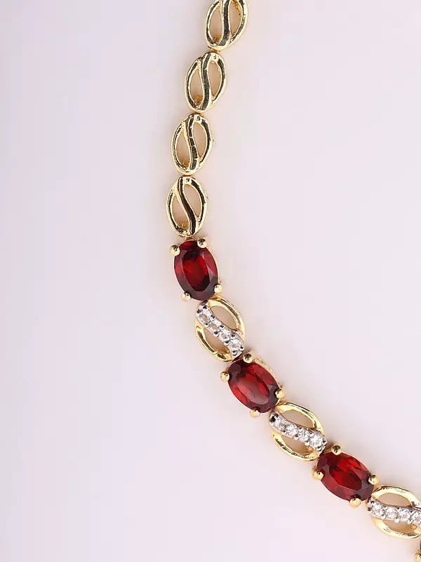 Exotic India Fine Cut Garnet Gemstone Bracelet