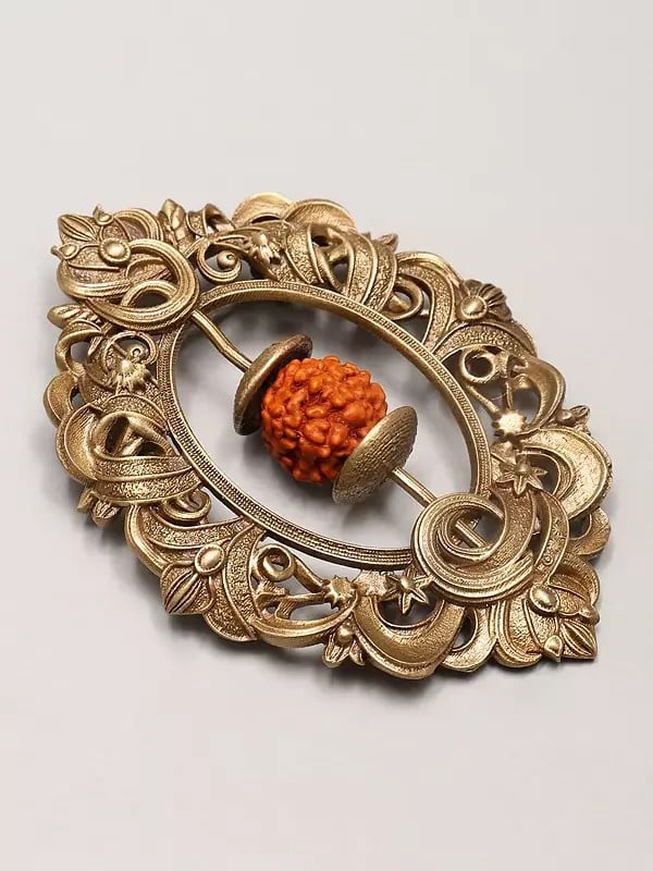 Exotic India Floral Design Rudraksha Brooch 