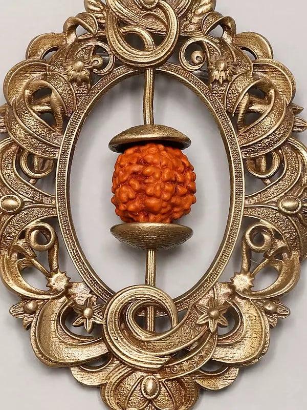 Exotic India Floral Design Rudraksha Brooch 