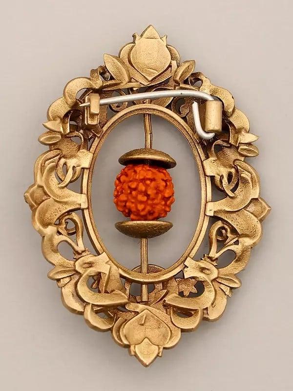 Exotic India Floral Design Rudraksha Brooch 