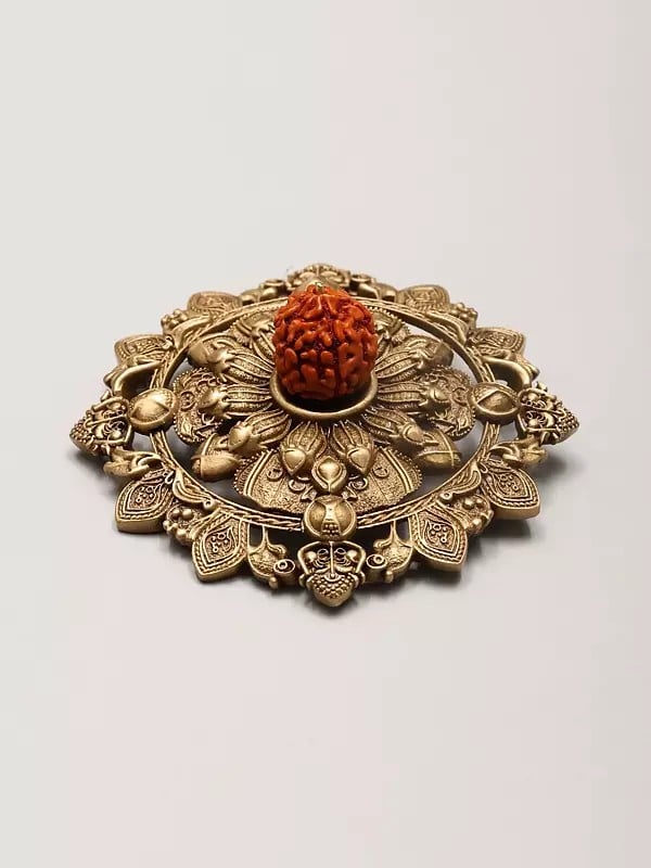 Exotic India Floral Design Rudraksha Brooch 