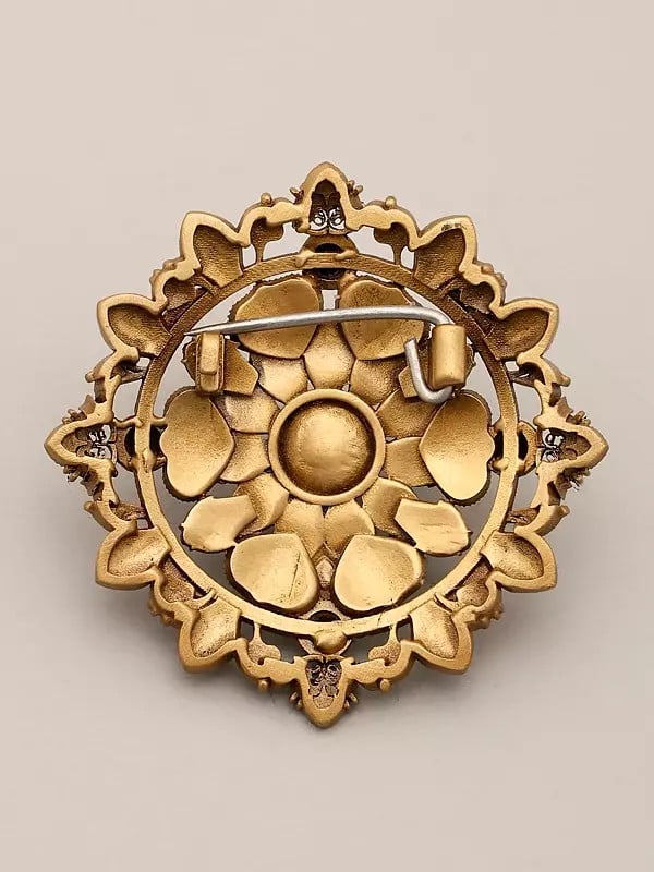 Exotic India Floral Design Rudraksha Brooch 