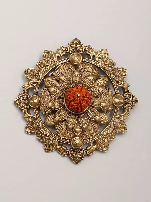 exotic india Floral Design Rudraksha Brooch 