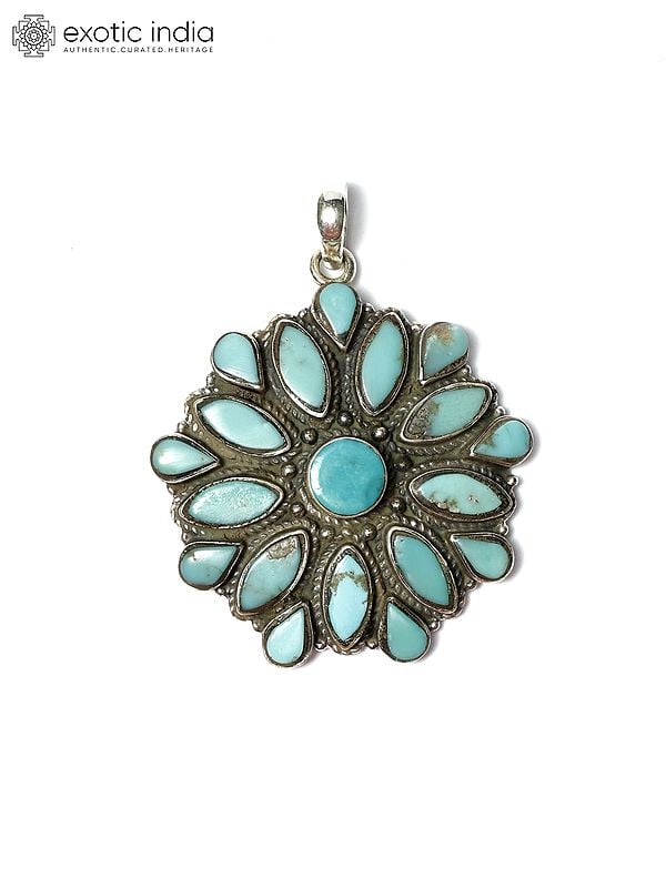 exotic india Floral Persian Turquoise Pendant
