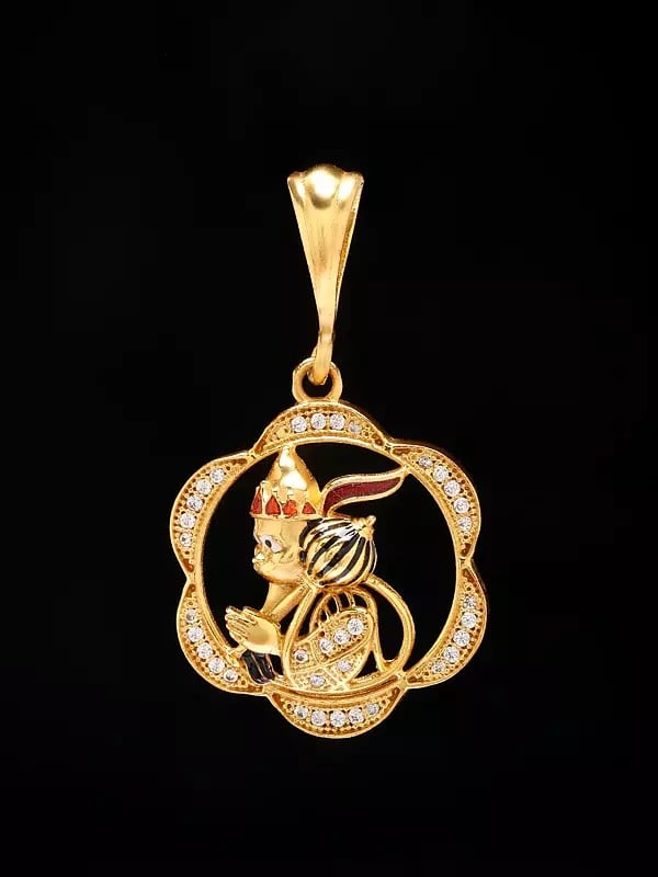 Exotic India Floral Shape Lord Hanuman Pendant 