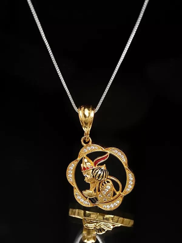 Exotic India Floral Shape Lord Hanuman Pendant 