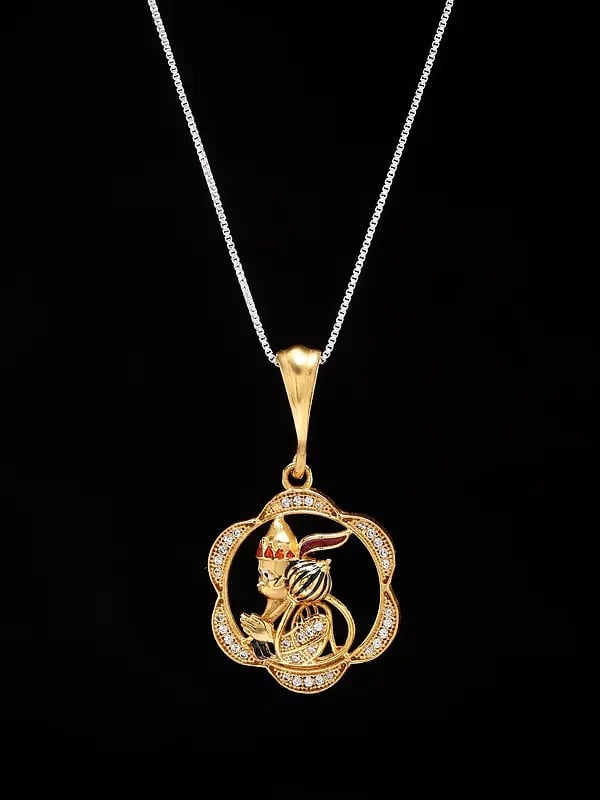 exotic india Floral Shape Lord Hanuman Pendant 