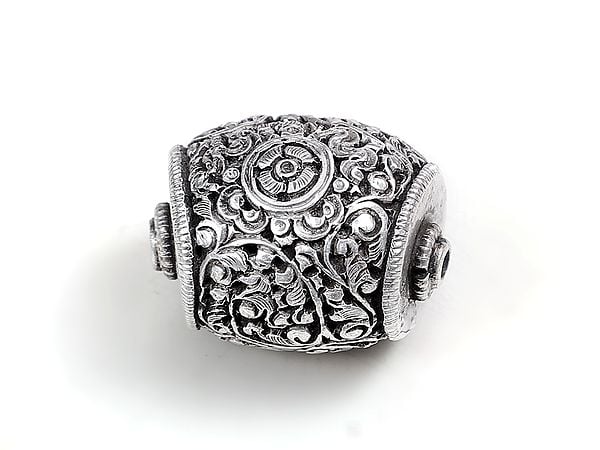 Exotic India Flower Design Sterling Silver Bead 