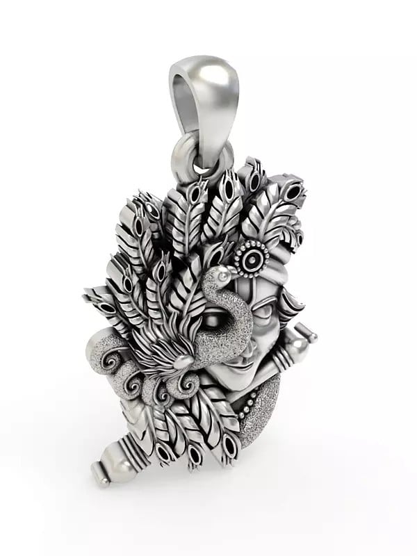 Exotic India Flute Krishna With Peacock Pendant