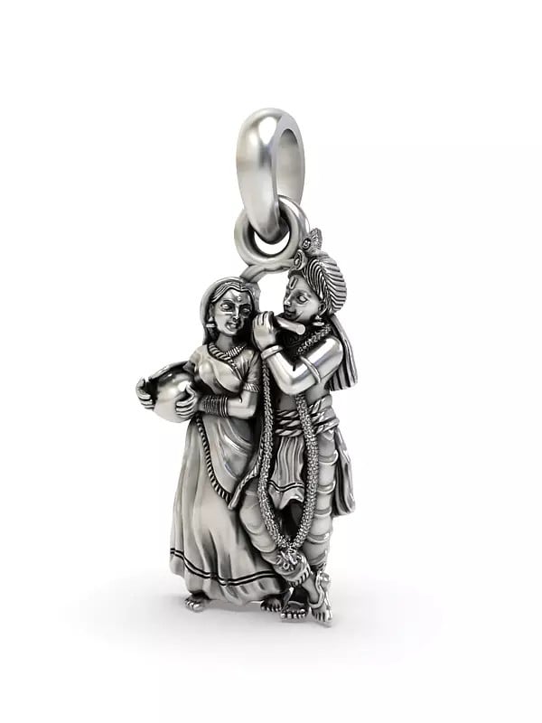 Exotic India Fluting Krishna With Radha Pendant