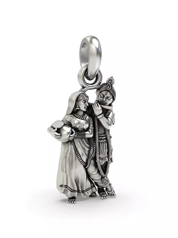 Exotic India Fluting Krishna With Radha Pendant