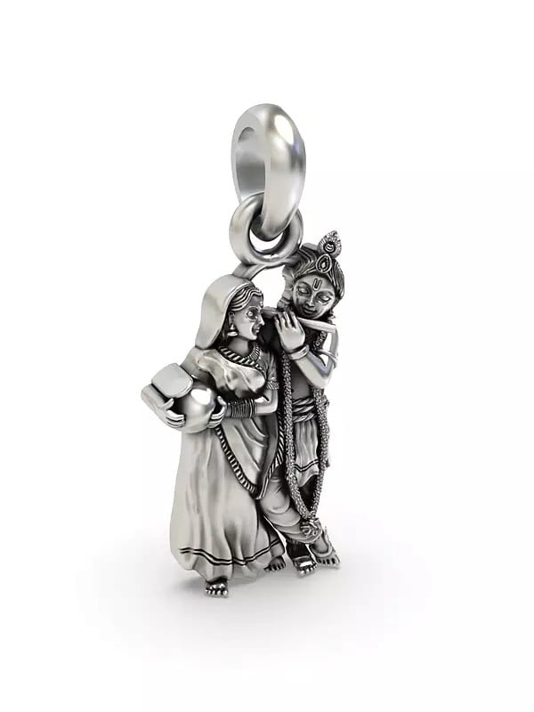 Exotic India Fluting Krishna With Radha Pendant