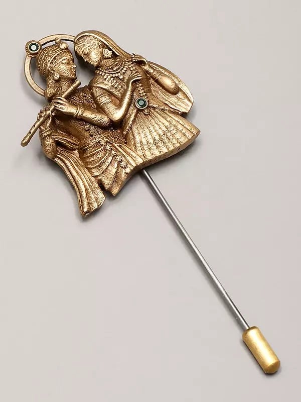 Exotic India Fluting Radha Krishna Lapel Pin 